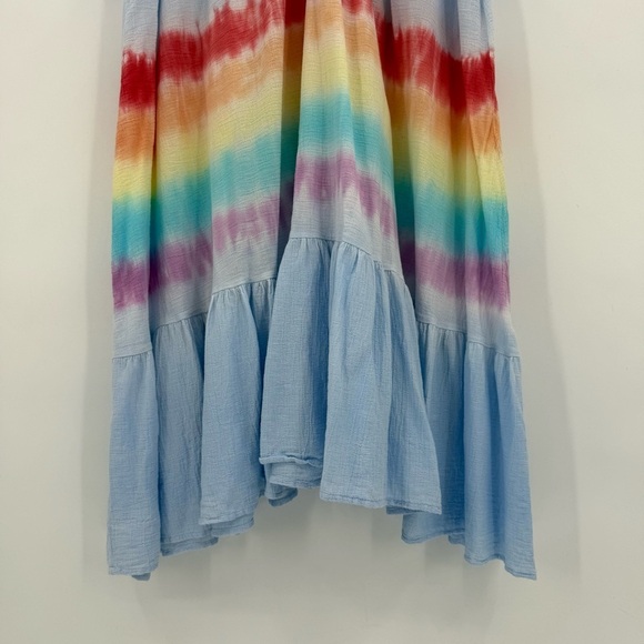 9Seed St. Tropez Ruffle Mini Dress in Blue Prism Rainbow Gradient One Size - Picture 5 of 8